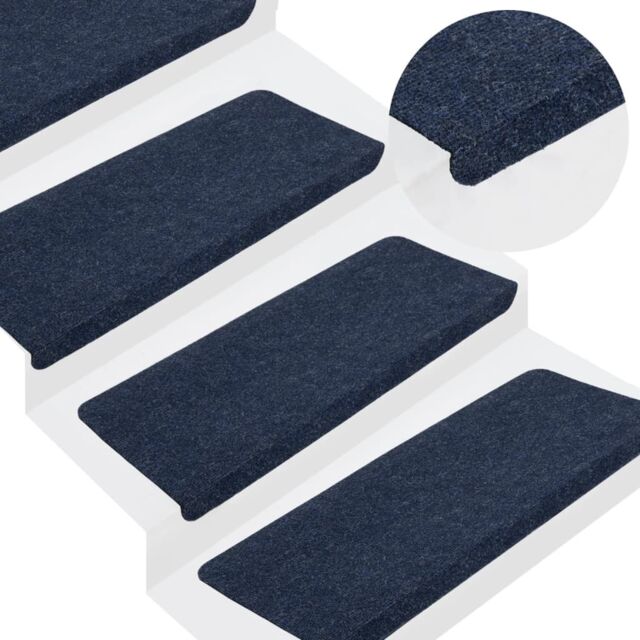 Berkfield Home Stair Mats Self-adhesive 15 pcs 65x24.5x3.5 cm Blue - Size: Medium - image 1