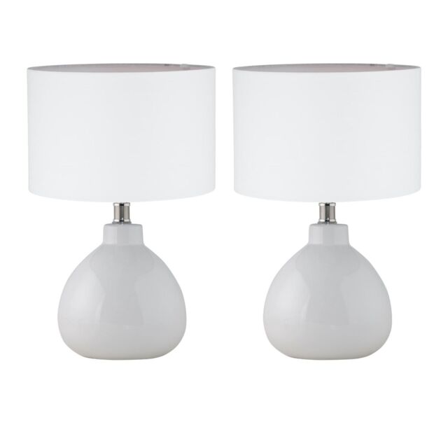 First Choice Lighting Set of 2 Tuscan - White Ceramic Lamps with White Shade - image 1