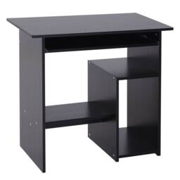 Wyld Haus Moke 80cm Black Corner Desk with Keyboard Tray & Storage Shelves - thumbnail 2