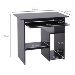 Wyld Haus Moke 80cm Black Corner Desk with Keyboard Tray & Storage Shelves - thumbnail 4