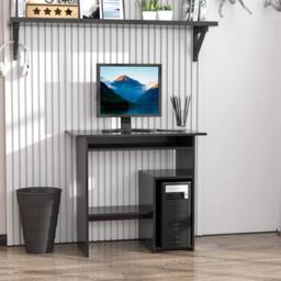 Wyld Haus Moke 80cm Black Corner Desk with Keyboard Tray & Storage Shelves - thumbnail 3