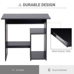 Wyld Haus Moke 80cm Black Corner Desk with Keyboard Tray & Storage Shelves - thumbnail 7