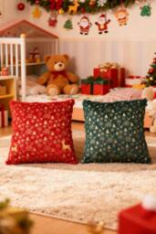 Living and Home Christmas Themed Plush Throw Pillows - Size: 45 cm x 45 cm - thumbnail 1