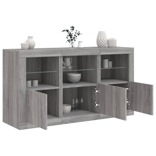 Berkfield Home Sideboard with LED Lights Grey Sonoma 123x37x67 cm - Size: 123 x 37 x 67 cm - image 1