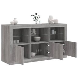 Berkfield Home Sideboard with LED Lights Grey Sonoma 123x37x67 cm - Size: 123 x 37 x 67 cm - thumbnail 1