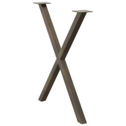 Berkfield Home Modern Dining Table Legs X-Shaped 2 pcs Natural Steel 80x(72-73) in Brown - thumbnail 4