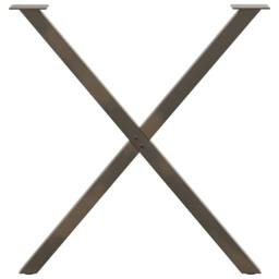 Berkfield Home Modern Dining Table Legs X-Shaped 2 pcs Natural Steel 80x(72-73) in Brown - thumbnail 5