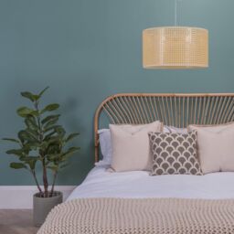 ValueLights Reni Natural Wicker with White Trim Easy Fit Drum Ceiling Lamp Shade - Size: Medium - thumbnail 1