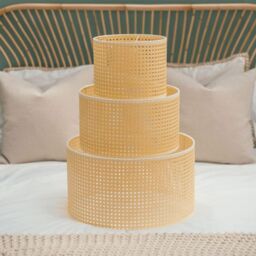 ValueLights Reni Natural Wicker with White Trim Easy Fit Drum Ceiling Lamp Shade - Size: Medium - thumbnail 4