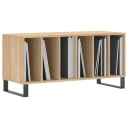 Berkfield Home Record Cabinet Sonoma Oak 100x38x48 cm Engineered Wood in Light Tan - Size: 100 x 38 x 48 cm - thumbnail 1