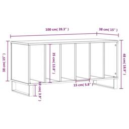 Berkfield Home Record Cabinet Sonoma Oak 100x38x48 cm Engineered Wood in Light Tan - Size: 100 x 38 x 48 cm - thumbnail 9