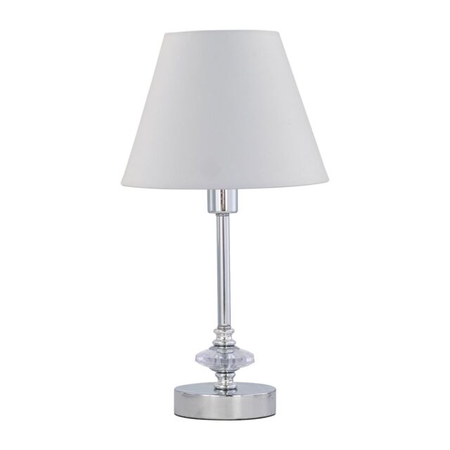First Choice Lighting Chrome Jewelled Table Lamp with Ivory Off-White Shade in Silver - image 1