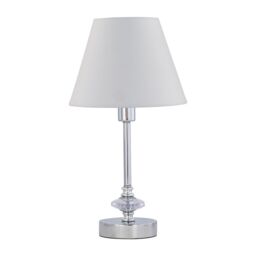 First Choice Lighting Chrome Jewelled Table Lamp with Ivory Off-White Shade in Silver - thumbnail 1