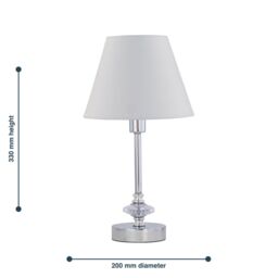 First Choice Lighting Chrome Jewelled Table Lamp with Ivory Off-White Shade in Silver - thumbnail 4