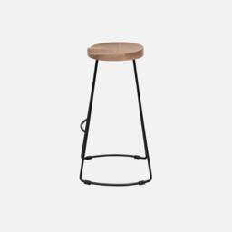 sweeek Set Of 4 Industrial Metal & Wooden Bar Stools in Light Brown - thumbnail 3