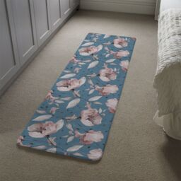 Benjamin Tate Design Pink Flowers On Blue Runner Rug in Natural - Size: 67 cm x 230 cm - thumbnail 4