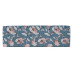 Benjamin Tate Design Pink Flowers On Blue Runner Rug in Natural - Size: 67 cm x 230 cm - thumbnail 1