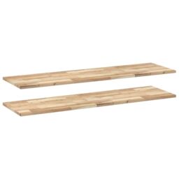 Berkfield Home Floating Shelves 2 pcs 160x40x2 cm Untreated Solid Wood Acacia in Brown - Size: 160 x 40 x 2 cm - thumbnail 2