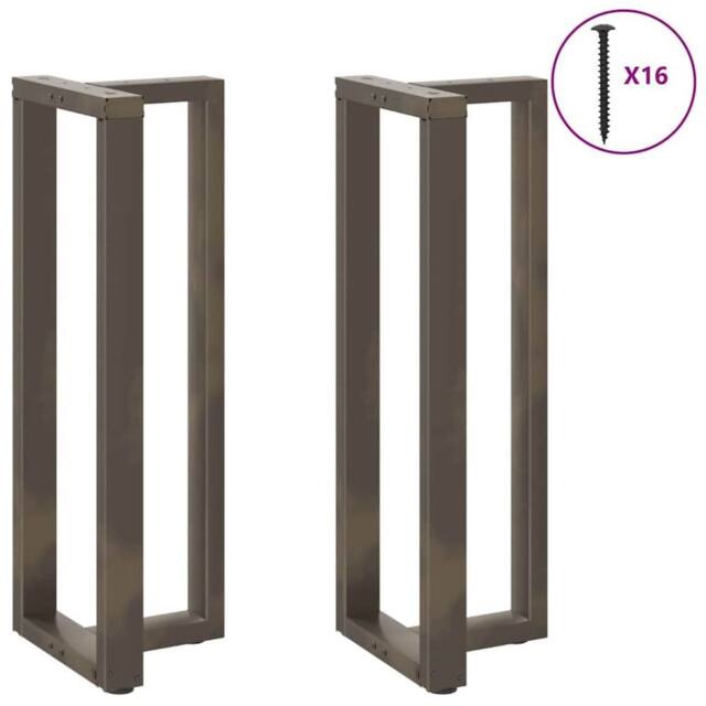 Berkfield Home Modern Bar Table Legs T-Shaped¬†2 pcs Natural Steel 50x35x(110-11 in Dark Grey - image 1