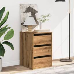 Berkfield Home Corner Chest of Drawers Artisian Oak 40x41x58 cm Engineered Wood in Brown - Size: 40 x 41 x 58 cm - thumbnail 3