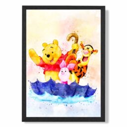 ARTZE Watercolour Winnie the Pooh & Friends Art Print with Black Frame SIZE: A4 - thumbnail 2
