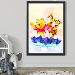 ARTZE Watercolour Winnie the Pooh & Friends Art Print with Black Frame SIZE: A4 - thumbnail 1