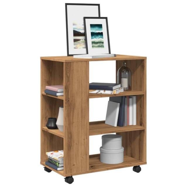 Berkfield Home Rolling Cabinet Artisan Oak 60x35x75 cm Engineered Wood in Brown - Size: 60 x 35 x 75 cm - image 1