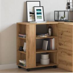 Berkfield Home Rolling Cabinet Artisan Oak 60x35x75 cm Engineered Wood in Brown - Size: 60 x 35 x 75 cm - thumbnail 4