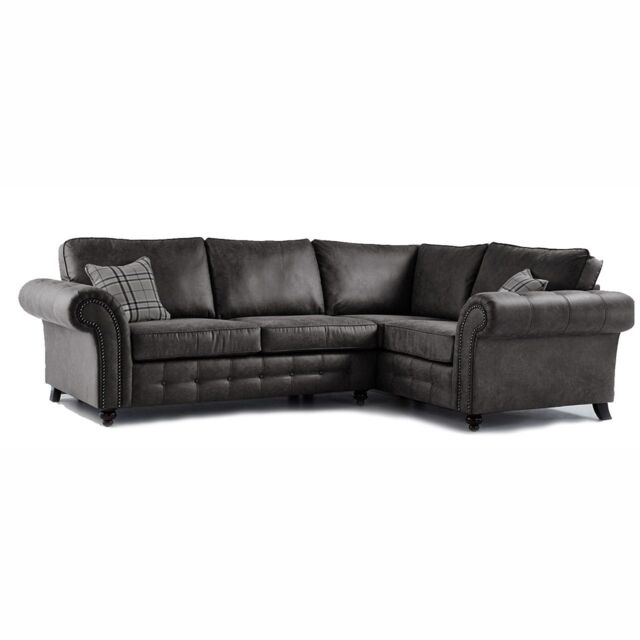 Snugg Furniture UK Limited Oakland L Shaped 4 Seater Suede Leather Corner Sofa in Black - image 1