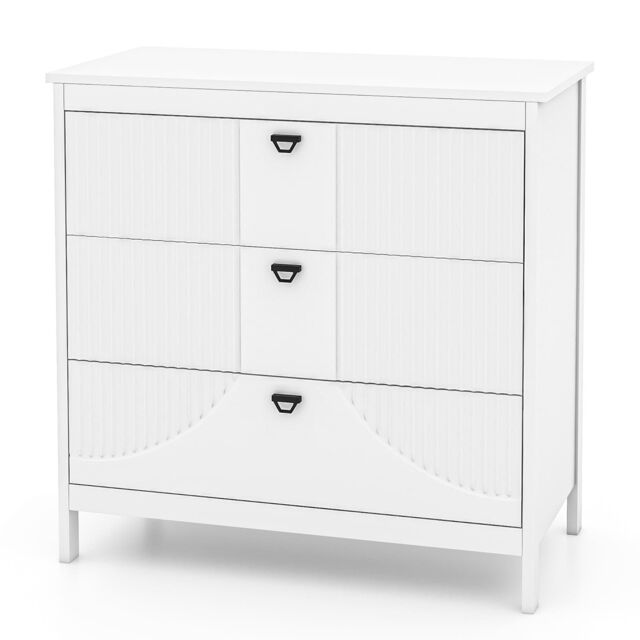 Costway 3-Drawer Dresser Modern Style Chest of Drawers in White - image 1