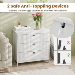 Costway 3-Drawer Dresser Modern Style Chest of Drawers in White - thumbnail 2