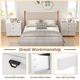 Costway 3-Drawer Dresser Modern Style Chest of Drawers in White - thumbnail 4