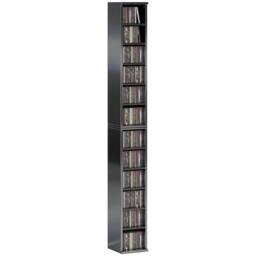 HOMCOM Set of 2 CD Storage Units DVD Shelf with Adjustable Shelves in Jet Black - thumbnail 2