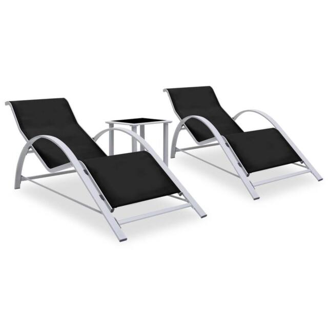 Berkfield Home Sun Loungers 2 pcs with Table Aluminium Black - image 1