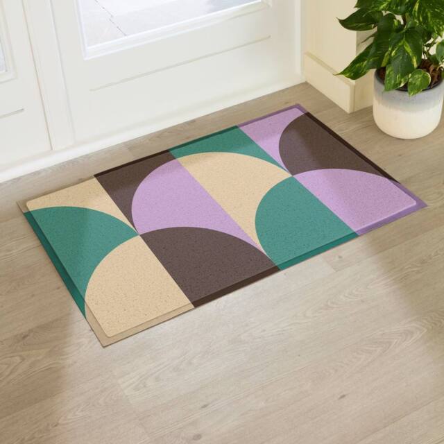 Artsy Mats Elizabeth Olwen Art Deco Indoor/Outdoor Doormat (90x60cm) in Purple - Size: 60 x 90 cm - image 1