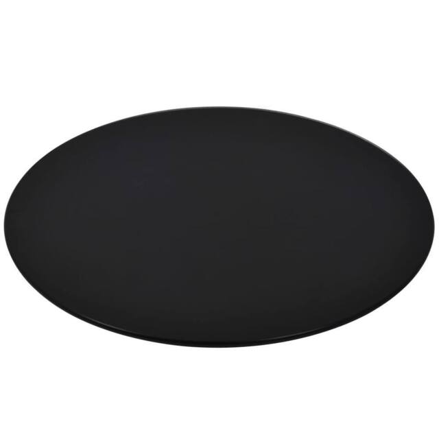 Berkfield Home Table Top Tempered Glass Round 600 mm in Black - image 1