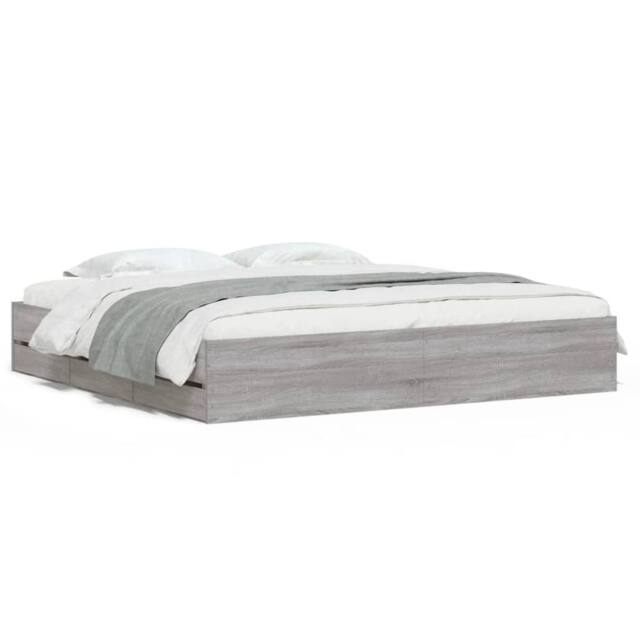 Berkfield Home Bed Frame w/Drawers Frame Grey Sonoma 180x200 cm Super King - image 1