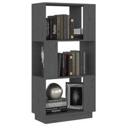 Berkfield Home Book Cabinet/Room Divider Grey 51x25x101 cm Solid Wood Pine - Size: 51 x 25 x 101 cm - thumbnail 4
