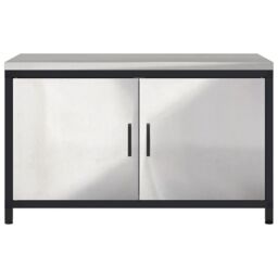 Berkfield Home Kitchen Storage Cabinet with Shelf with Storage with Door Silver Stainless steel - thumbnail 6