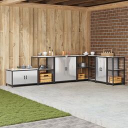Berkfield Home Kitchen Storage Cabinet with Shelf with Storage with Door Silver Stainless steel