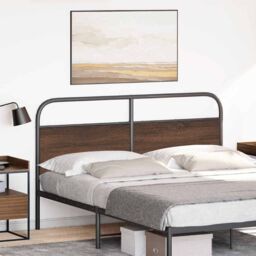 Berkfield Home Headboard Brown Oak 150 cm Steel & Engineered Wood - thumbnail 2