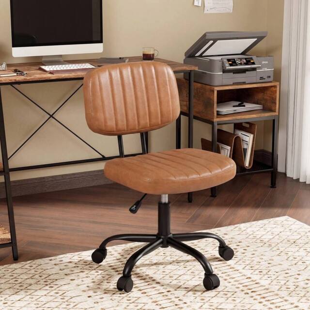 Kelvenix PU Leather Office Chair Working Desk Chair Adjustable in Brown - Size: 0.6m2 - image 1