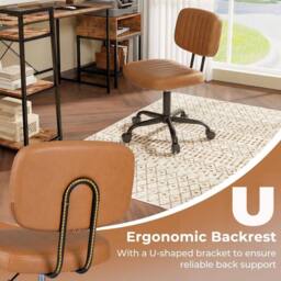 Kelvenix PU Leather Office Chair Working Desk Chair Adjustable in Brown - Size: 0.6m2 - thumbnail 5
