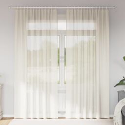 Berkfield Home Voile Curtains with Rod Pockets 2 pcs Cream - thumbnail 1