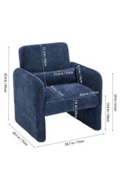 Living and Home Chenille Modern Accent Chair with Lumbar Pillow in Blue - thumbnail 4