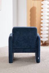 Living and Home Chenille Modern Accent Chair with Lumbar Pillow in Blue - thumbnail 3