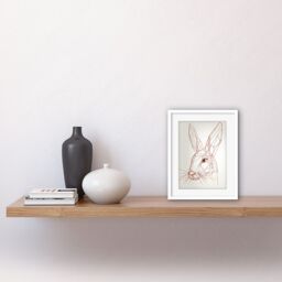 "Artery8 Wall Art Print Rabbit Polygon Head Minimal Line Drawing Portrait Artwork Framed 9X7 Inch in White - Size: W7"" x H9""" - thumbnail 2