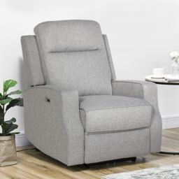 HOMCOM Electric Fabric Recliner Armchair, Reclining Chair with Adjustable Leg Rest, USB Port, for Home Living Room in Grey - thumbnail 1