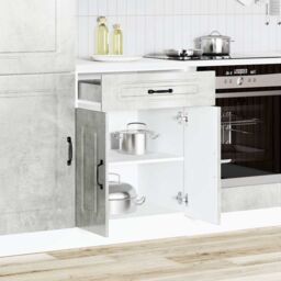 Berkfield Home Kitchen Base Cabinet Kalmar Concrete Grey Engineered Wood - thumbnail 3