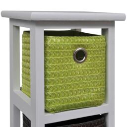 Berkfield Home Storage Rack with Multi-colour Baskets Paulownia Wood in White - thumbnail 3